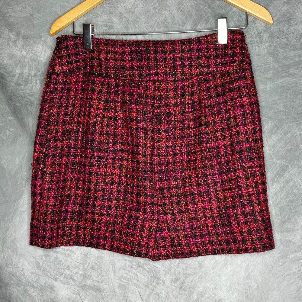 The Limited Skirt Women 2 Mini Thick Woven Texture Wool Blend Pink Black Office - Picture 2 of 9